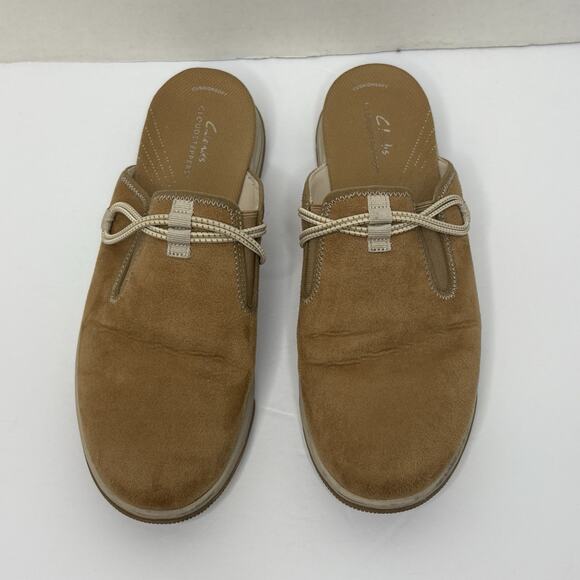 Clarks Cloudstepper Breeze Port Clog Women's Sz 11 Beige Tan Mule Comfort Casual - Picture 1 of 7